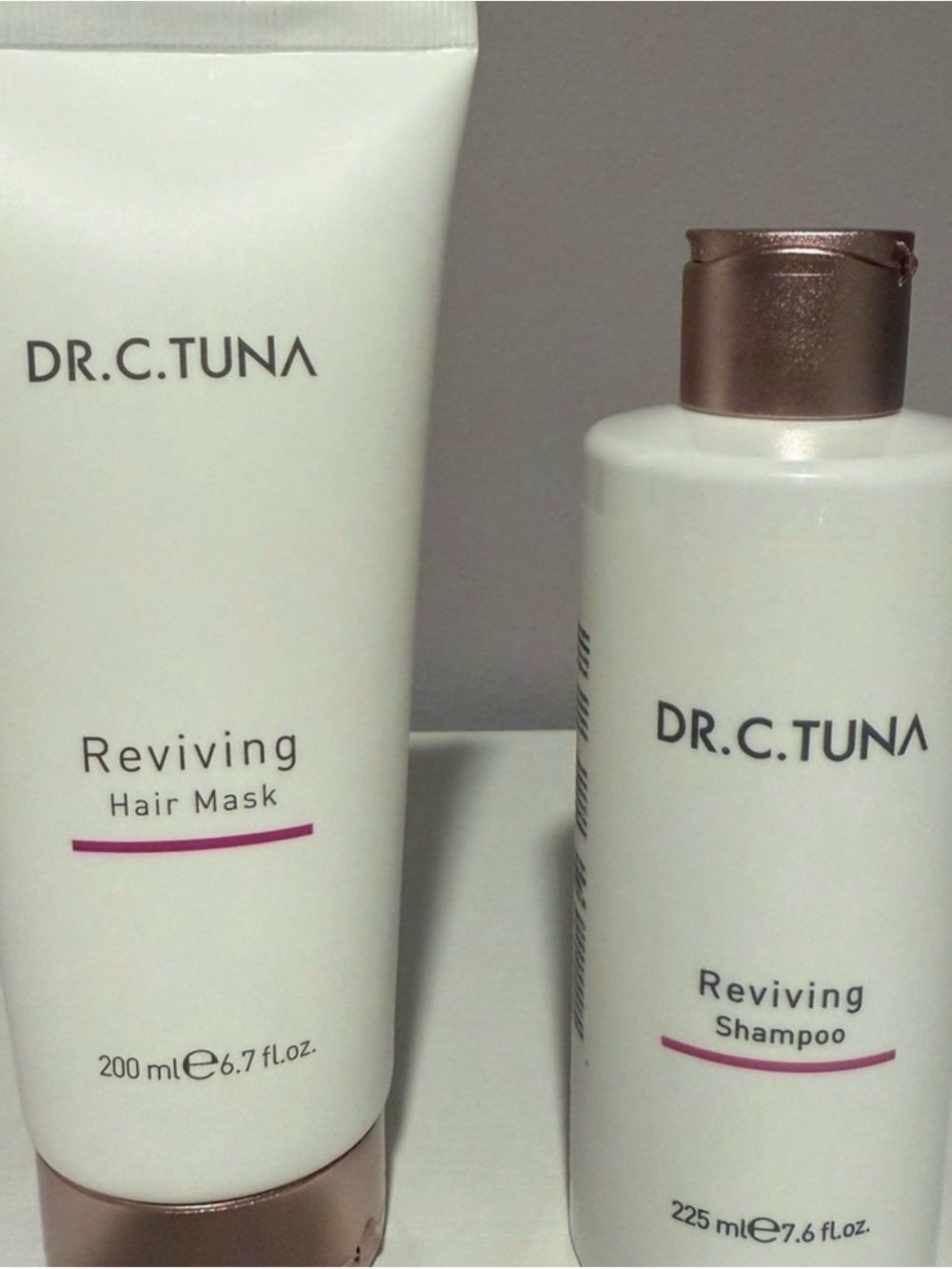Farmasi Reviving Shampoo & Mask — White with Pink and Rose Gold Accents